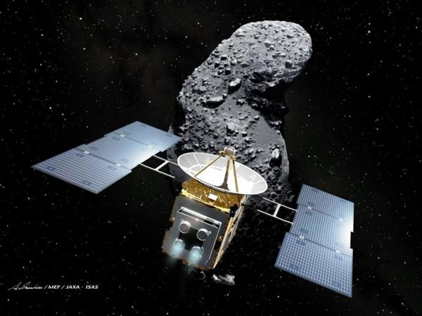 소행성 이토카와로 접근하고 있는 하야부사 탐사선의 상상도 (@JAXA)