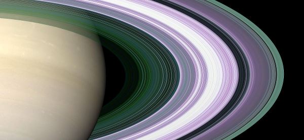[토성의 다양한 고리들, 가장가운데 두꺼운 검은부분이 카시니간극 ( Image Credit NASA)]