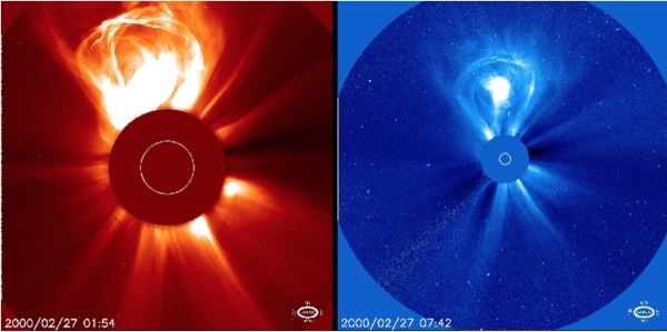 [태양관측위성 SOHO의 LASCO 로 관측한 CMEs image cerdit:NASA]